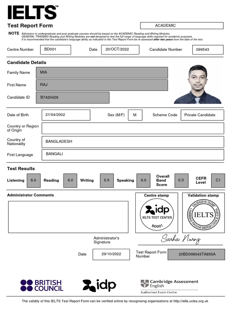 خام کارنامه آیلتس 